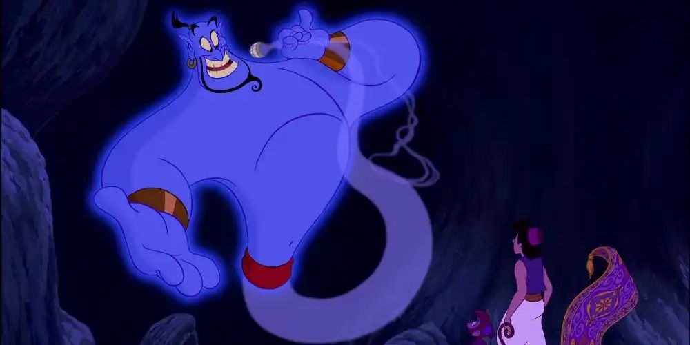 Geniul care se prezinta lui Aladdin